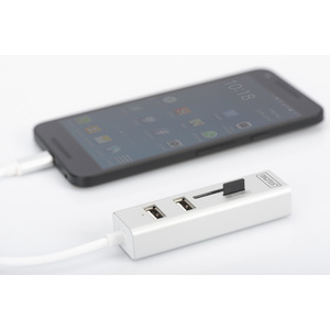 DIGITUS Hub USB-C stéréo OTG 3 ports / lecteur de cartes SD
