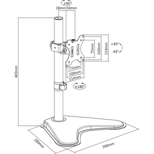 DIGITUS Support pour écran universel, noir mat