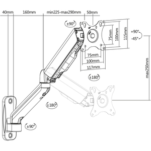 DIGITUS Support mural universel pour écran, noir