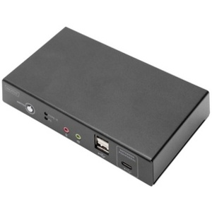 DIGITUS Commutateur KVM, 2 ports, USB-C, 4K30Hz, réseau