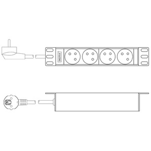 DIGITUS Multiprise 10' avec profilé aluminium, 4 prises