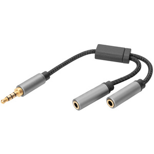 DIGITUS Adaptateur casque audio, jack mâle 3,5 mm, noir/gris