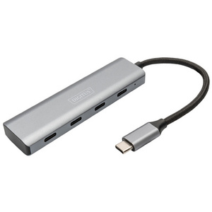 DIGITUS Hub USB-C, 4 ports, 4x USB C 3.1 Gen 1, gris foncé