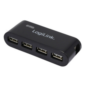LogiLink Hub USB 2.0 avec bloc d'alimentation, 4 ports, noir