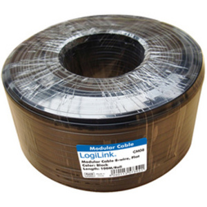 LogiLink Câble téléphonique, 100 m, 4 fils, plat, blanc