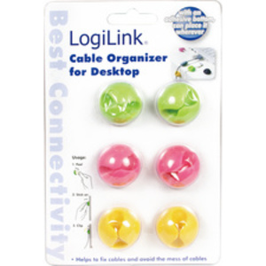 LogiLink Attache-câbles, autoadhésif, en blanc & noir