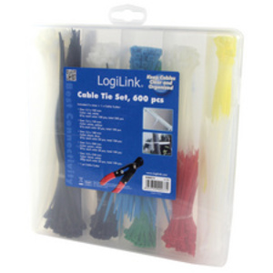 LogiLink Kit d'attache-câbles, assortis, nylon, contenu: 200