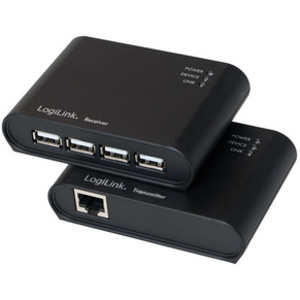 LogiLink Kit Extender USB 2.0, avec hub USB 4 ports