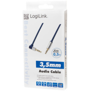 LogiLink Câble audio, 2 x jack mâle 3,5 mm, 1,5 m, coudé