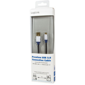 LogiLink Câble de connexion Premium USB 2.0, USB-A - micro