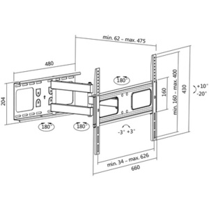 LogiLink Support mural pour TV Full Motion, pour 96,98 -