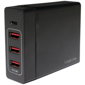 LogiLink Boîtier de chargement USB, 4 ports, 65 watt, noir