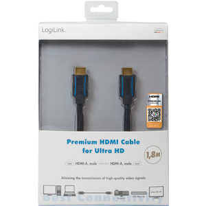 LogiLink Câble HDMI Premium pour Ultra HD, 3,0 m, noir