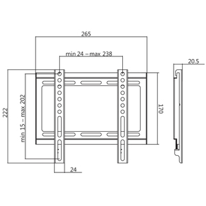 LogiLink Support mural pour TV, plat, pour 58,42 à 106