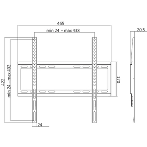 LogiLink Support mural pour TV, plat, pour 81,28 à 139