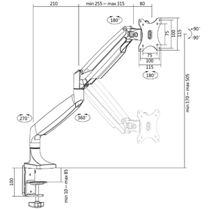 LogiLink Bras support pour écran, en aluminium