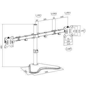 LogiLink Bras support pour écran TFT/LCD avec scole, 2 bras