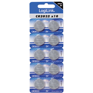 LogiLink Pile bouton 'Ultra Power', CR2032, blister de 10