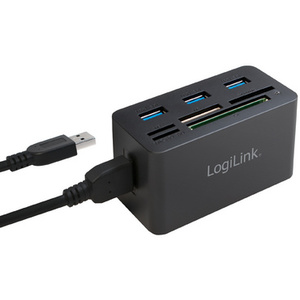 LogiLink Hub USB 3.0 avec lecteur de carte All-in-One, noir