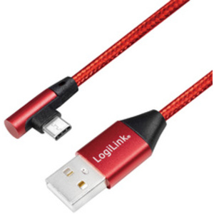 LogiLink Câble USB 2.0, USB-A - USB-C mâle, 0,3 m, rouge
