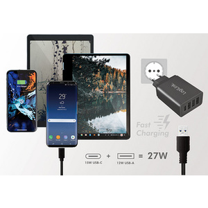 LogiLink Chargeur secteur USB avec 4 ports USB, noir