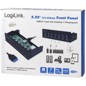 LogiLink Hub USB 3.0 de 5,25' avec port de chargement rapide