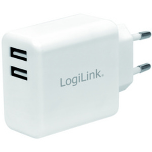 LogiLink Chargeur secteur USB, 2x USB, 12 watts, noir
