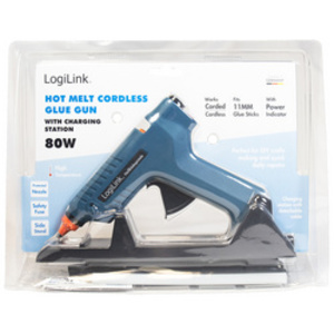LogiLink Pistolet à colle, 80 watts, sans câble, bleu