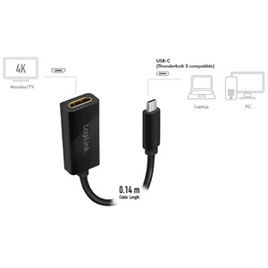 LogiLink Carte graphique USB 3.2, USB-C - HDMI-A, noir