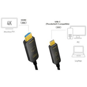 LogiLink Câble de fibre optique hybride USB-C AOC, 15 m