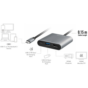 LogiLink Câble adaptateur USB 3.2 Gen 1, gris/noir