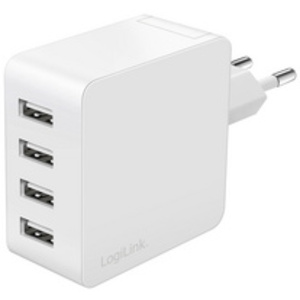 LogiLink Chargeur secteur USB, 4x USB-A, 24 watts, blanc