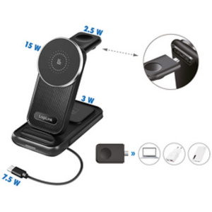 LogiLink Station de charge 4 en 1, compatible Apple MagSafe