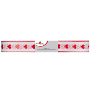 SUSY CARD Ruban cadeau 'petit coeur', 15 mm x 2 m, rouge/