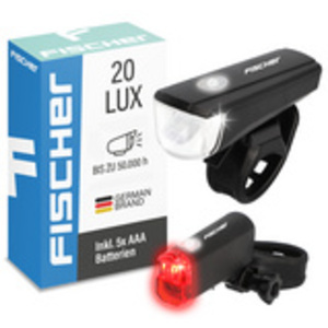 FISCHER Kit d'éclairage LED pour vélo, à piles, 20 lux