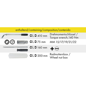 HEYTEC Kit de démontage de roues, équipé, 8 pièces
