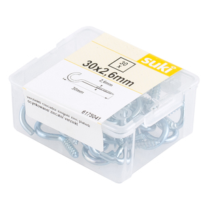 suki. Crochet plafond, cintré, 30 x 2,6 mm, galvanisé, 30