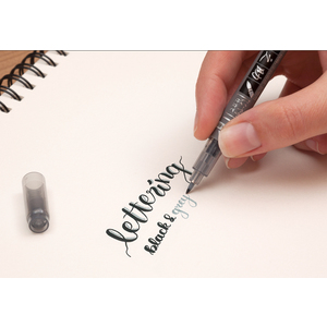 Tombow Stylo de calligraphie Fudenosuke Twin, noir/gris