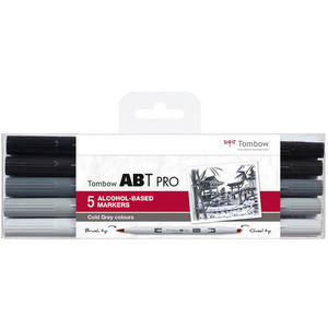 Tombow Marqueur ABT PRO, kit de 5, Cold Grey Colors