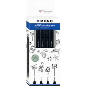 Tombow Feutre fin MONO drawing pen 'Fine Set', set de 4