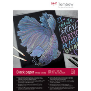 TOMBOW Bloc à dessin 'Black Paper', A5, uni, 250 g/m2, noir