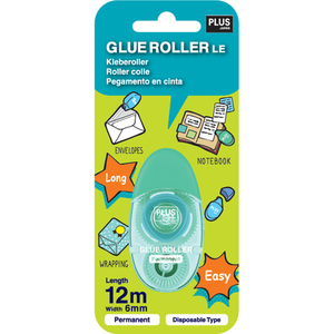 PLUS JAPAN Mini roller adhésif LE TG-1512, 6 mm x 12 m, bleu
