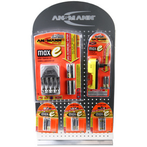 ANSMANN Présentoir de comptoir en métal avec 16 crochets,