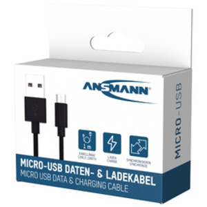 ANSMANN Câble de données & de chargement, USB-Micro USB, 1 m