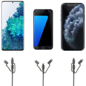 ANSMANN Câble 3en1 de charge & de données, Lightning/USB-C/