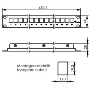 Telegärtner Support de module 19' avec 24 ports AMJ-S, T568A