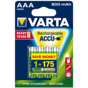 VARTA Pile NiMH 'Rechargeable Accu', Micro (AAA), 800 mAh