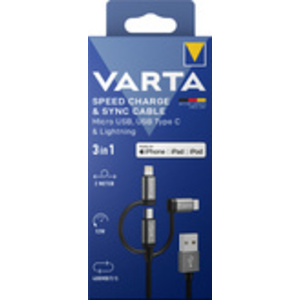 VARTA Câble de chargement Speed Charge & Sync cable 3en1