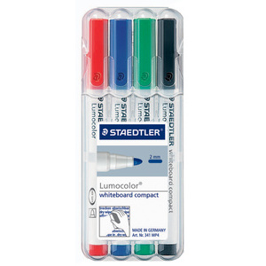 STAEDTLER Marqueurs pour tableau blanc Lumocolor, kit de 4