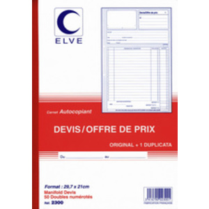 ELVE Manifold 'Devis - Offre de prix', 210 x 297 mm, tripli  - 22392
